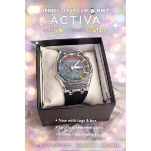 Activa Clear Case Rainbow Dial Watch NWT Sporty Streetwear Unisex